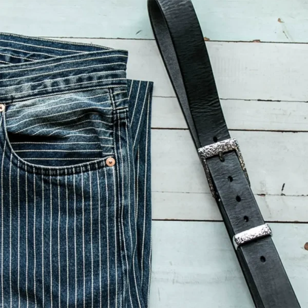 Luxury Handcrafted Full-Grain Leather Belt with Hammered Buckle