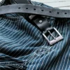 Luxury Handcrafted Full-Grain Leather Belt with Hammered Buckle