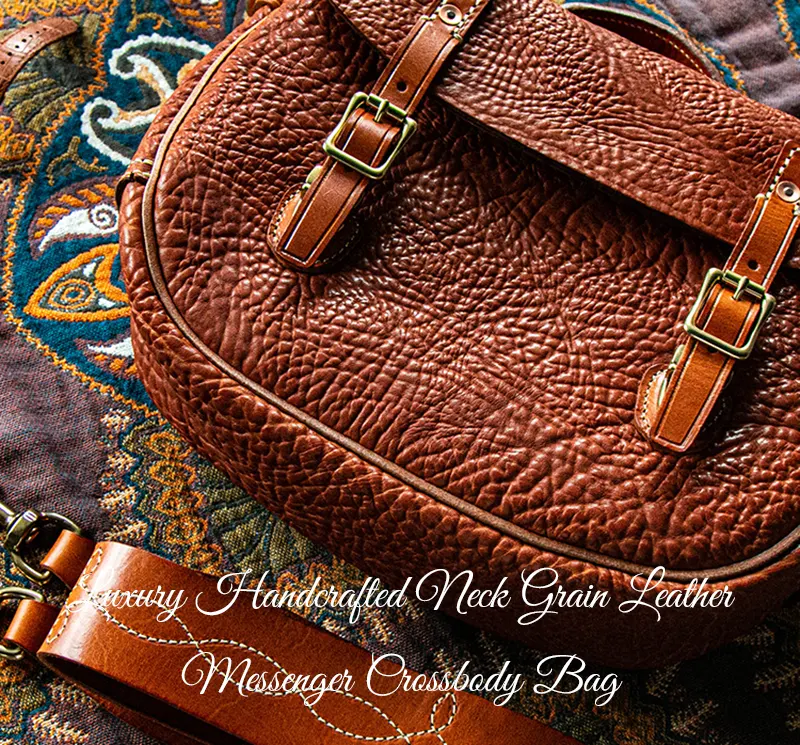 Luxury Handcrafted Neck Grain Leather Messenger Crossbody Bag