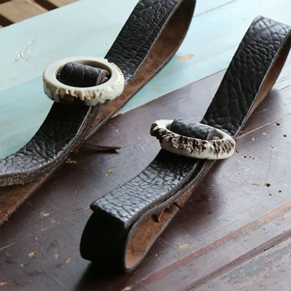 Luxury Limited Natural Antler Handcrafted Leather Coat Belt
