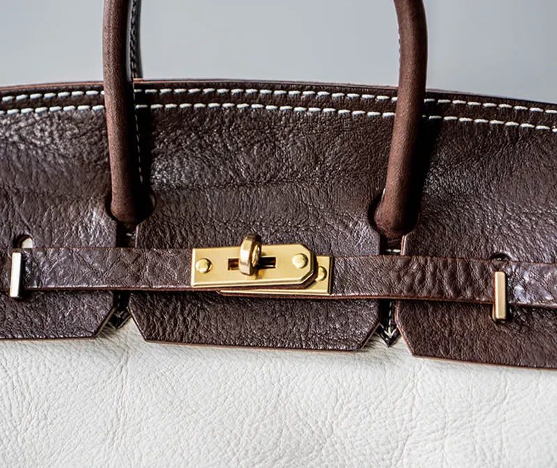Luxury Vintage Vegetable-Tanned Leather Birkin-Style Handbag
