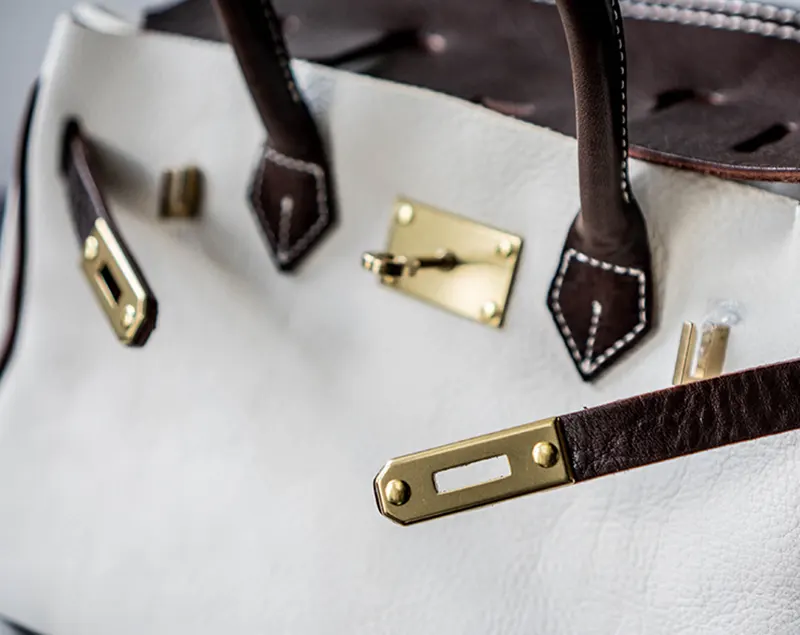 Luxury Vintage Vegetable-Tanned Leather Birkin-Style Handbag