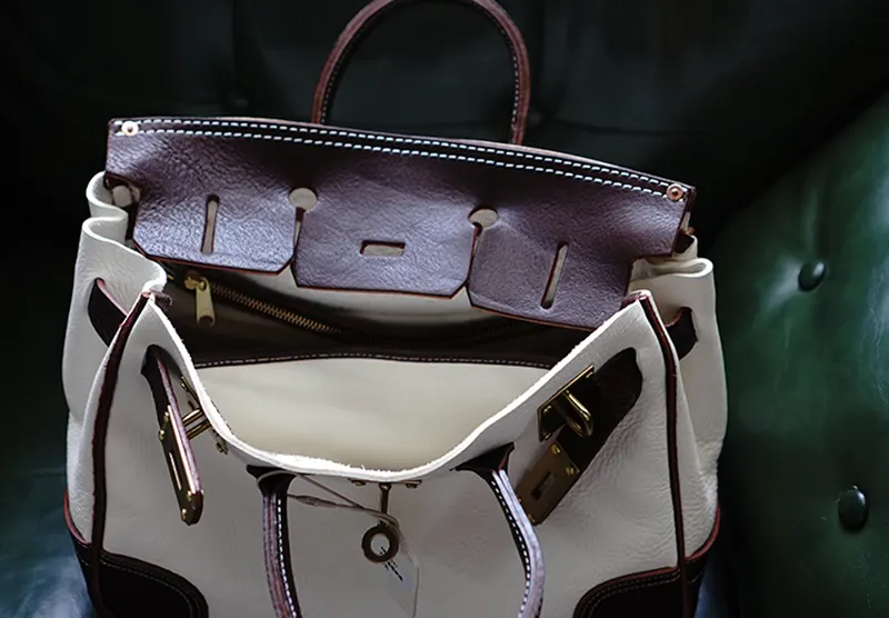 Luxury Vintage Vegetable-Tanned Leather Birkin-Style Handbag