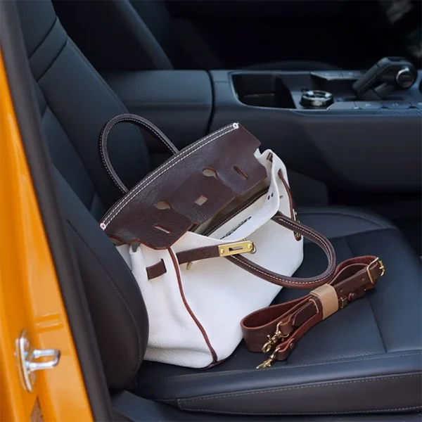 Luxury Vintage Vegetable-Tanned Leather Birkin-Style Handbag