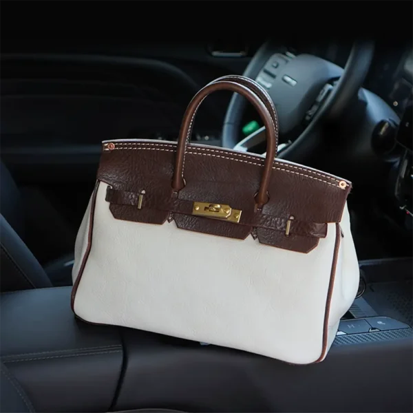 Luxury Vintage Vegetable-Tanned Leather Birkin-Style Handbag