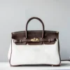Luxury Vintage Vegetable-Tanned Leather Birkin-Style Handbag