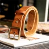 Men's Minimalist Vintage Workwear Full-Grain Leather Belt Tan