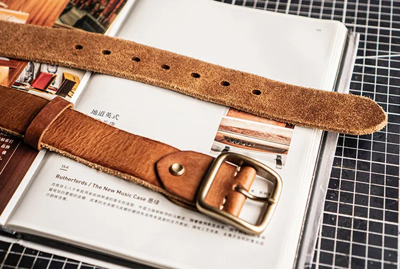 Men's Minimalist Vintage Workwear Full-Grain Leather Belt