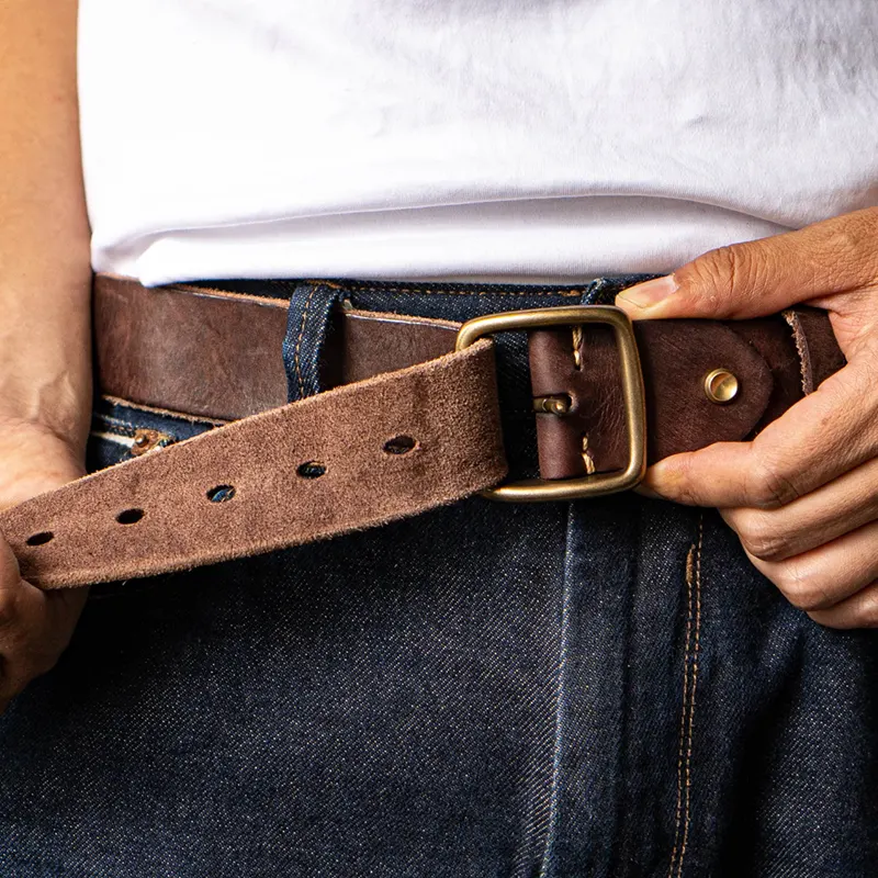 Men's Minimalist Vintage Workwear Full-Grain Leather Belt