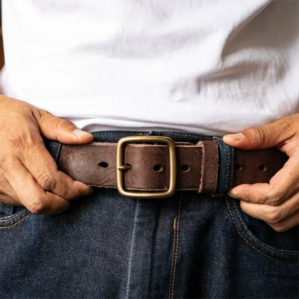 Men's Minimalist Vintage Workwear Full-Grain Leather Belt