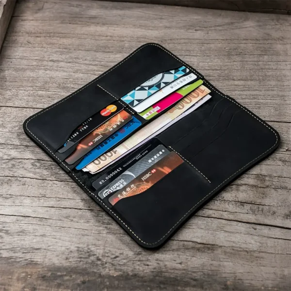 RSWL0442-z-03 Minimalist Vintage Cowhide Long Wallet with Multiple Card Slots