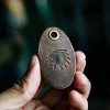 Vintage Vegetable-Tanned Biker Style Full-Grain Leather Keychain Indian Chief