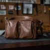 Niche Vegetable-Tanned Leather Motorcycle Crossbody Bag