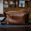 Niche Vegetable-Tanned Leather Motorcycle Crossbody Bag