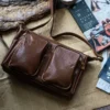 Niche Vegetable-Tanned Leather Motorcycle Crossbody Bag