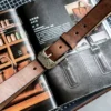 Original Dewaxed Brass Buckle Vintage Full-Grain Leather Belt Brown