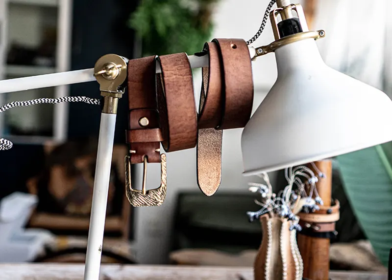 Original Dewaxed Brass Buckle Vintage Full-Grain Leather Belt