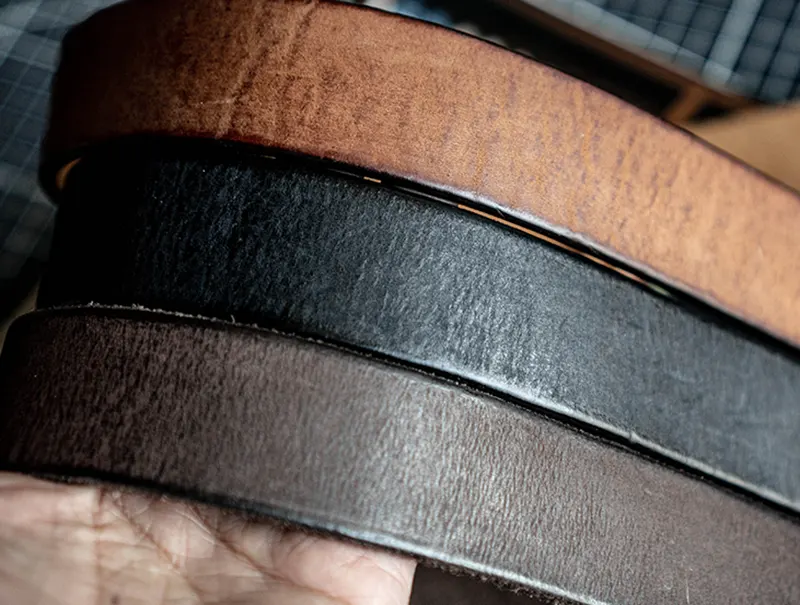 Original Dewaxed Brass Buckle Vintage Full-Grain Leather Belt