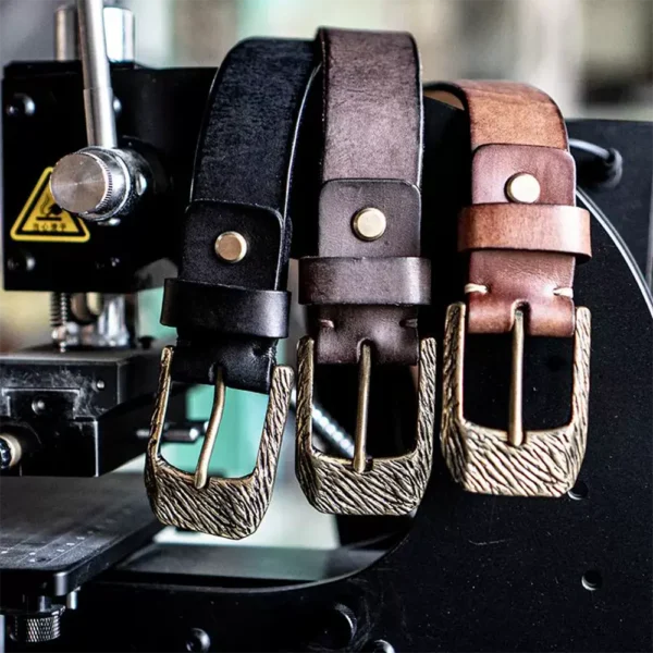 Original Dewaxed Brass Buckle Vintage Full-Grain Leather Belt