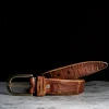 Unique Rattlesnake Shape Rugged Genuine Leather Men's Belt Brown