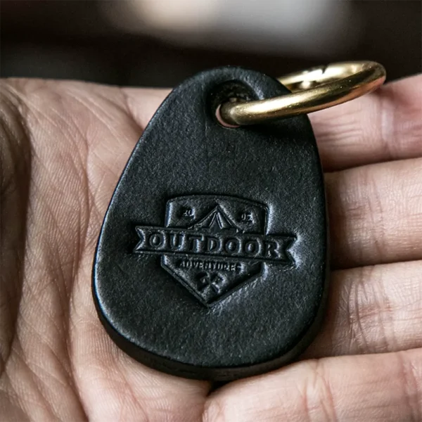 RSAS0163 Rugged Design Biker Style Handcrafted Leather Keychain