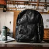 Outdoor Travel Vintage Full Vegetable-Tanned Leather Backpack Black