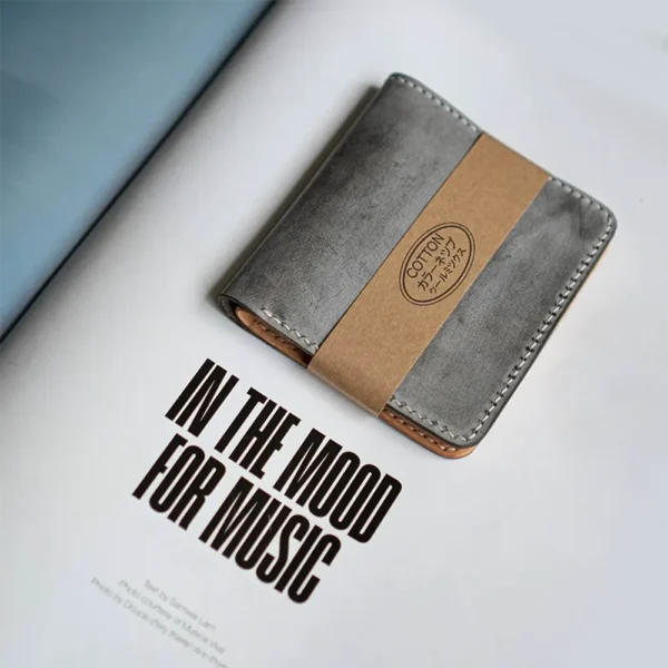 Premium Handmade Fog Wax Cowhide Leather Short Wallet