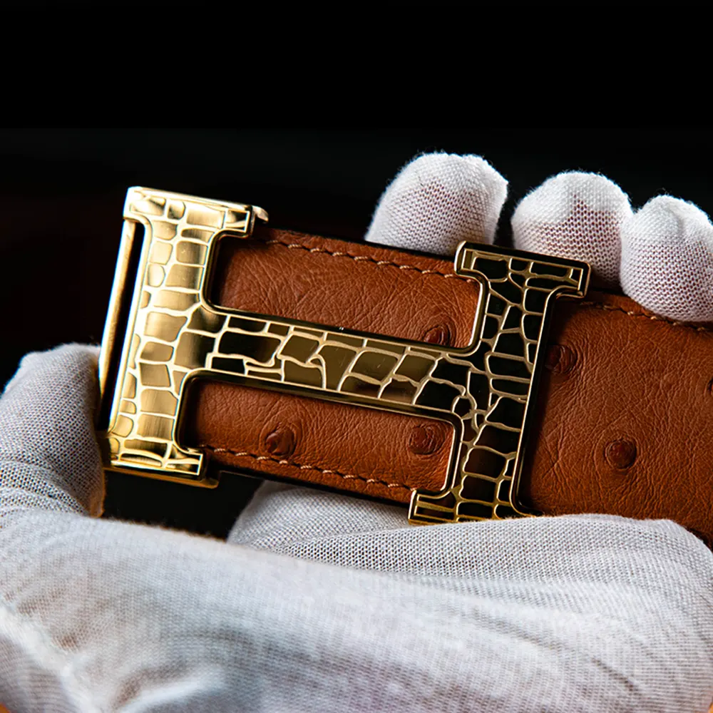 Premium Luxury Ostrich Leather Men's Business Belt