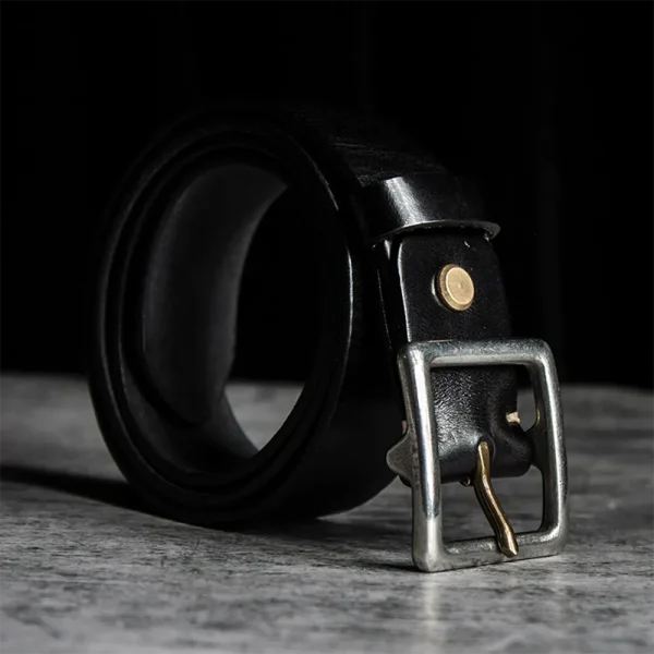 Full-Grain Leather Men's Casual Belt with Stainless Steel Buckle