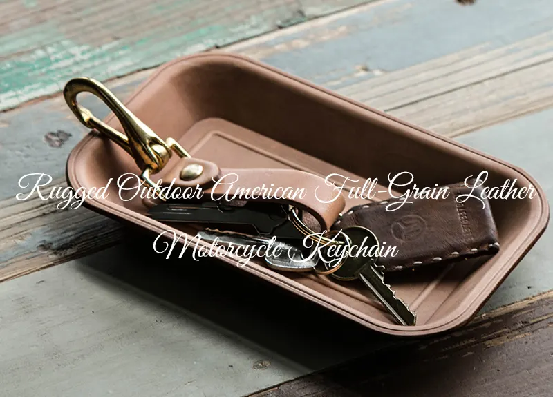 Rugged Outdoor American Full-Grain Leather Motorcycle Keychain