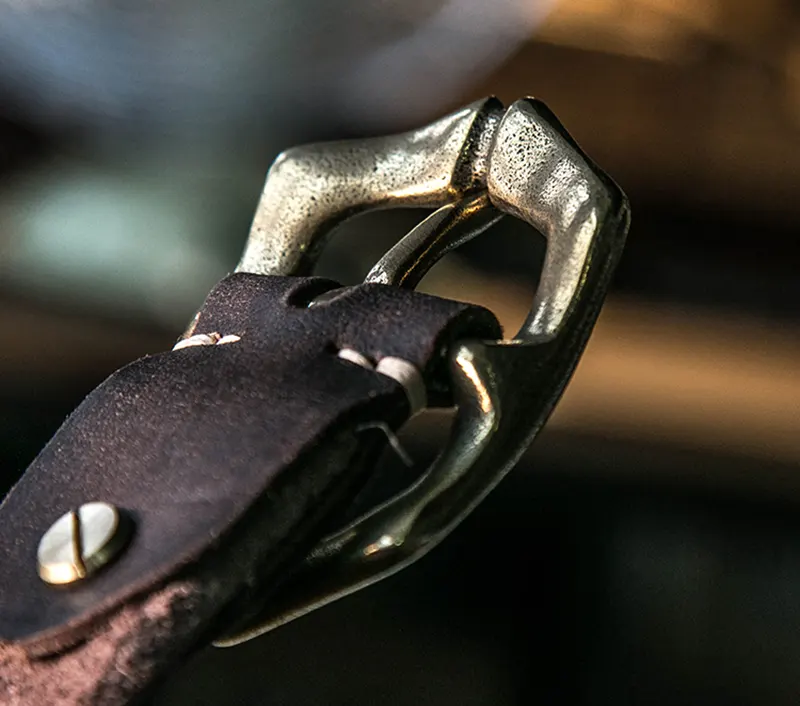 Rugged Vintage Cowhide Leather Workwear Belt with Brass Buckle