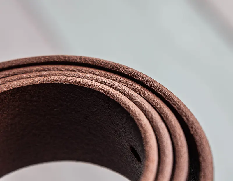 Rugged Vintage Full-Grain Leather Belt with Aged Brass Buckle