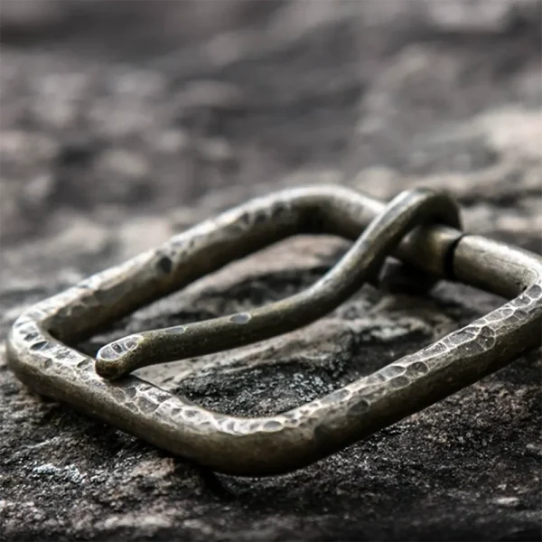 Rugged Vintage Full-Grain Leather Belt with Aged Brass Buckle