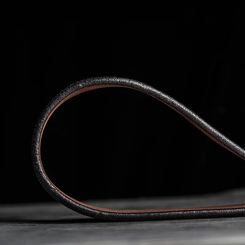 Rugged Vintage Full-Grain Leather Men's Belt with Brass Buckle