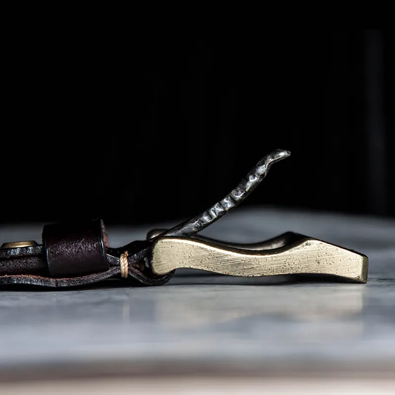 Rugged Vintage Full-Grain Leather Men's Belt with Brass Buckle