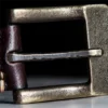 Rugged Vintage Full-Grain Leather Men's Belt with Brass Buckle