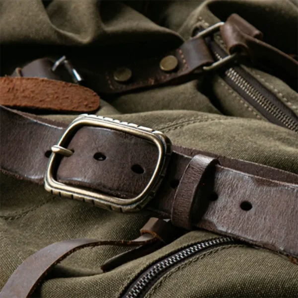 RSBE0499-z-02 Rugged Vintage Genuine Cowhide Leather Belt with Brass Buckle