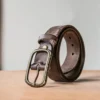 RSBE0499-z-04 Rugged Vintage Genuine Cowhide Leather Belt with Brass Buckle