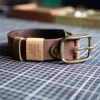 Rugged Vintage Workwear Style Men's Full-Grain Leather Belt