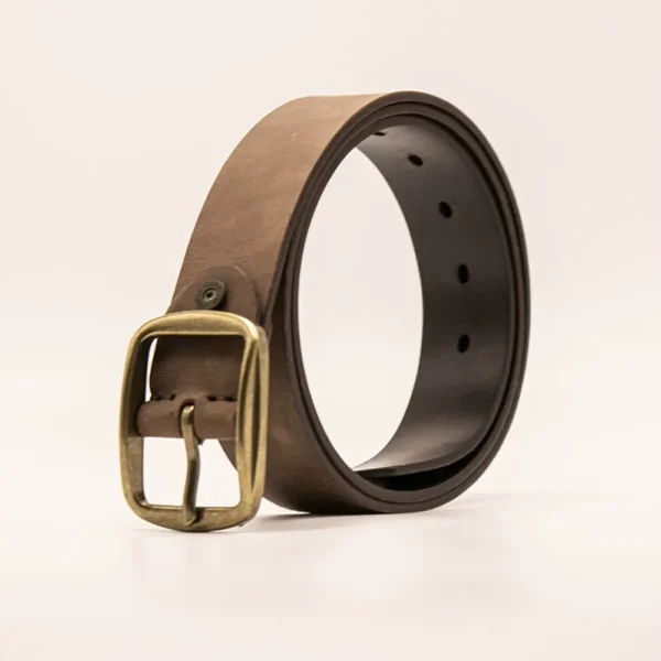 Rugged Vintage Workwear Style Men's Full-Grain Leather Belt