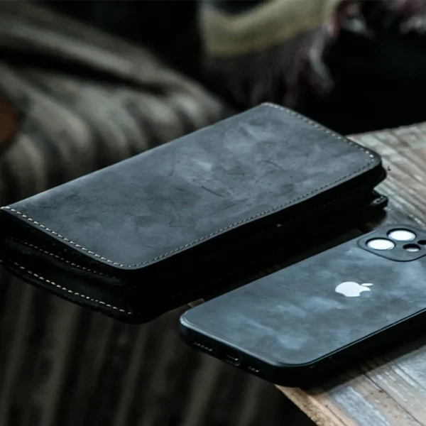 Full-Grain Leather Vintage Long Zipper Large Capacity Wallet