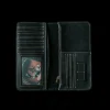 Full-Grain Leather Vintage Long Zipper Large Capacity Wallet Black