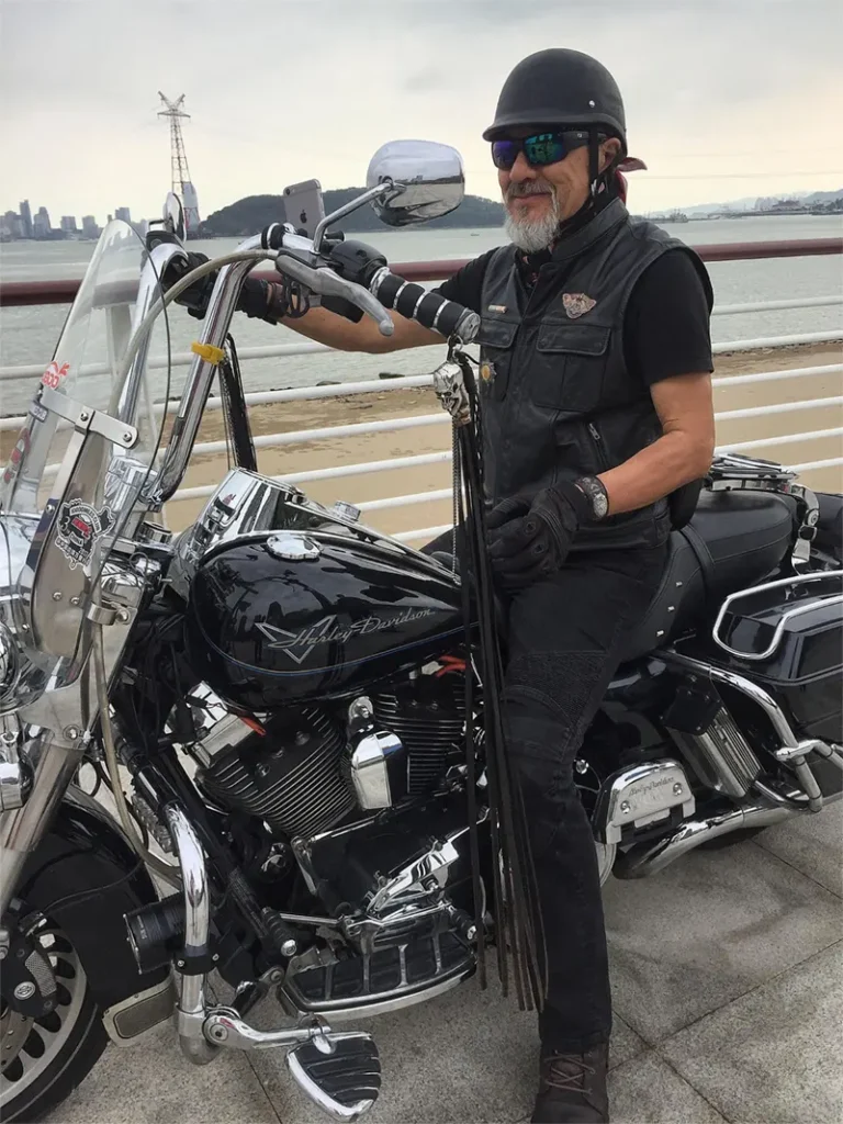 Harley Rider with leather goods