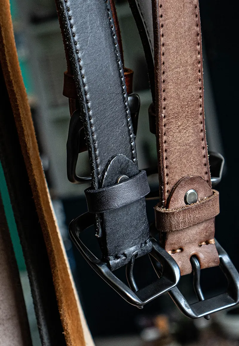 Trendy Vintage Full-Grain Leather Belt with Pin Buckle