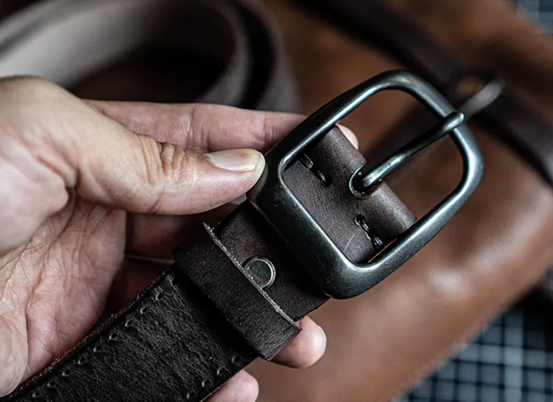 Trendy Vintage Full-Grain Leather Belt with Pin Buckle