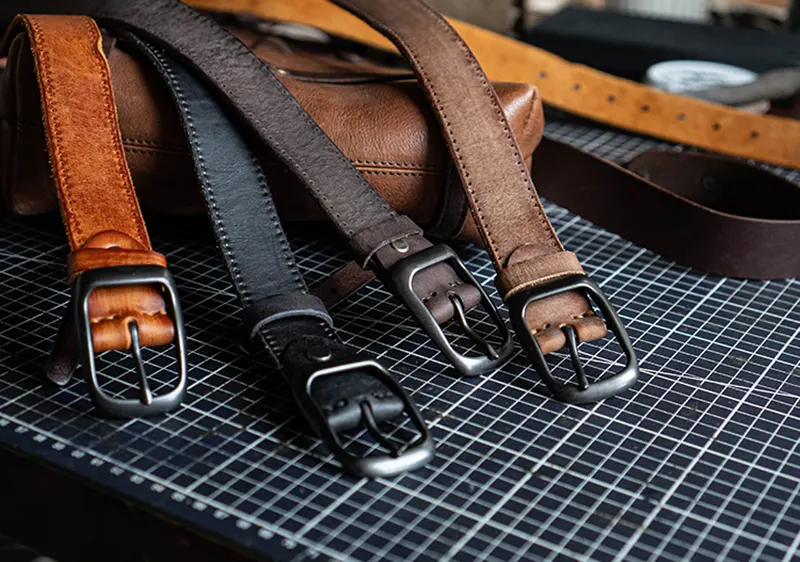 Trendy Vintage Full-Grain Leather Belt with Pin Buckle