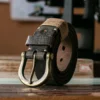 Unique Vintage Full-Grain Leather Belt with Bold Cracked Texture Coffee