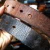 Unique Vintage Full-Grain Leather Belt with Bold Cracked Texture
