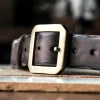 Unique Vintage Versatile Full-Grain Leather Belt with Brass Buckle