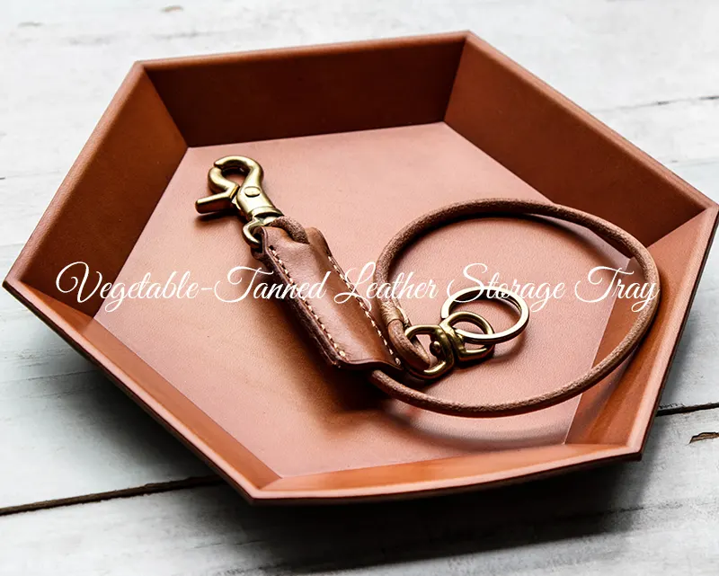 Vegetable-Tanned Leather Structured Storage Tray